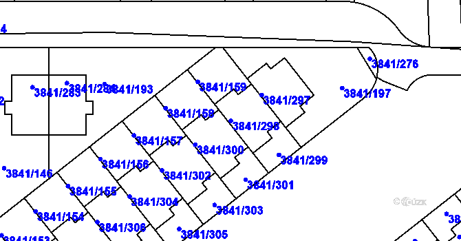 Parcela st. 3841/298 v KÚ Žalov, Katastrální mapa