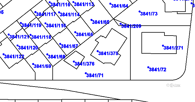 Parcela st. 3841/375 v KÚ Žalov, Katastrální mapa