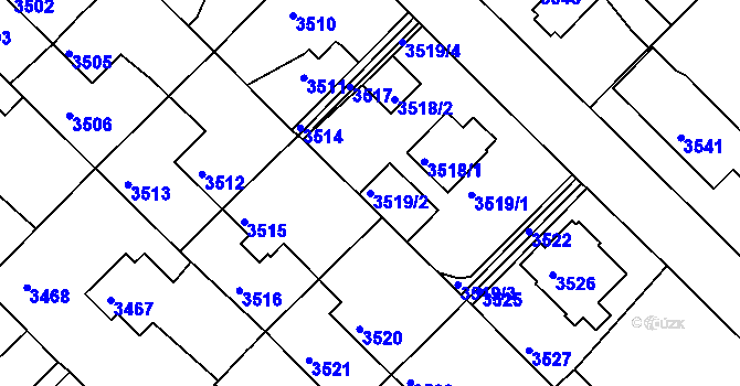 Parcela st. 3519/2 v KÚ Žalov, Katastrální mapa