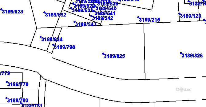 Parcela st. 3189/825 v KÚ Žalov, Katastrální mapa