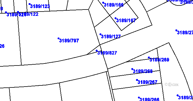 Parcela st. 3189/827 v KÚ Žalov, Katastrální mapa