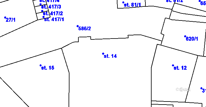 Parcela st. 14 v KÚ Roztoky u Křivoklátu, Katastrální mapa