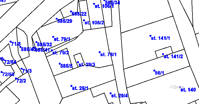 Parcela st. 78/1 v KÚ Roztoky u Křivoklátu, Katastrální mapa