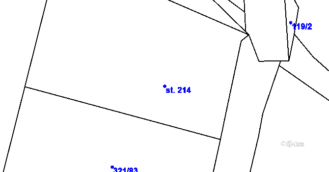 Parcela st. 214 v KÚ Roztoky u Křivoklátu, Katastrální mapa