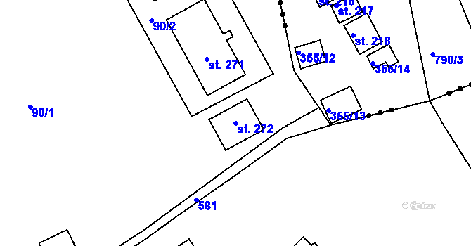 Parcela st. 272 v KÚ Roztoky u Křivoklátu, Katastrální mapa
