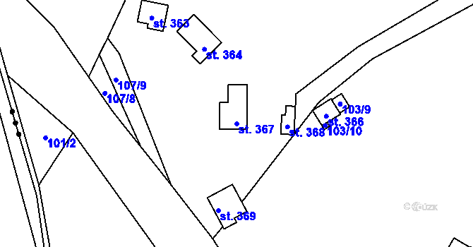 Parcela st. 367 v KÚ Roztoky u Křivoklátu, Katastrální mapa
