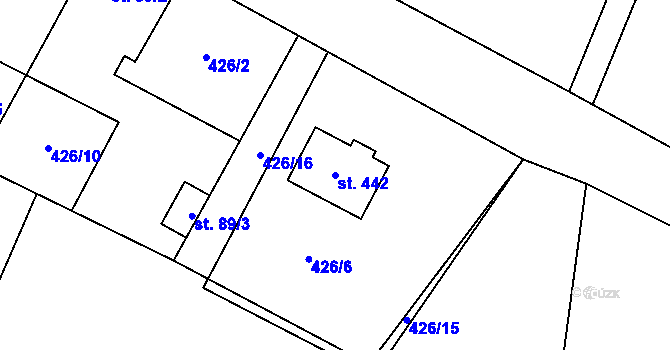 Parcela st. 442 v KÚ Roztoky u Křivoklátu, Katastrální mapa