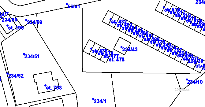 Parcela st. 477 v KÚ Roztoky u Křivoklátu, Katastrální mapa