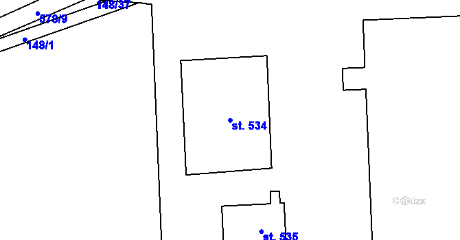 Parcela st. 534 v KÚ Roztoky u Křivoklátu, Katastrální mapa