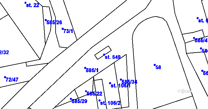 Parcela st. 549 v KÚ Roztoky u Křivoklátu, Katastrální mapa