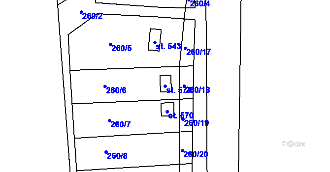 Parcela st. 571 v KÚ Roztoky u Křivoklátu, Katastrální mapa