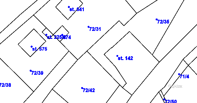Parcela st. 72/30 v KÚ Roztoky u Křivoklátu, Katastrální mapa