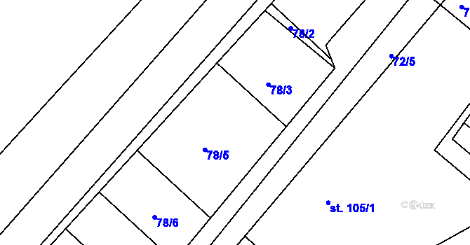 Parcela st. 78/4 v KÚ Roztoky u Křivoklátu, Katastrální mapa
