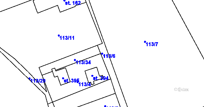 Parcela st. 113/6 v KÚ Roztoky u Křivoklátu, Katastrální mapa