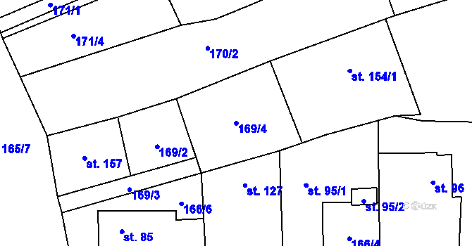 Parcela st. 169/4 v KÚ Roztoky u Křivoklátu, Katastrální mapa