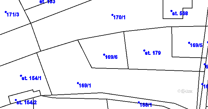 Parcela st. 169/6 v KÚ Roztoky u Křivoklátu, Katastrální mapa