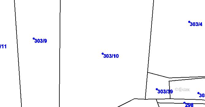 Parcela st. 303/10 v KÚ Roztoky u Křivoklátu, Katastrální mapa