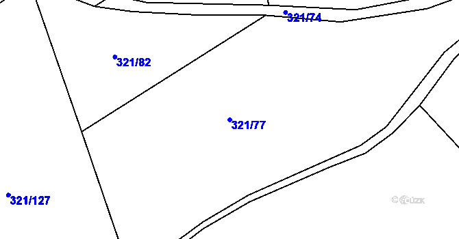 Parcela st. 321/77 v KÚ Roztoky u Křivoklátu, Katastrální mapa