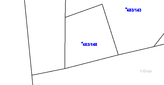 Parcela st. 483/148 v KÚ Roztoky u Křivoklátu, Katastrální mapa