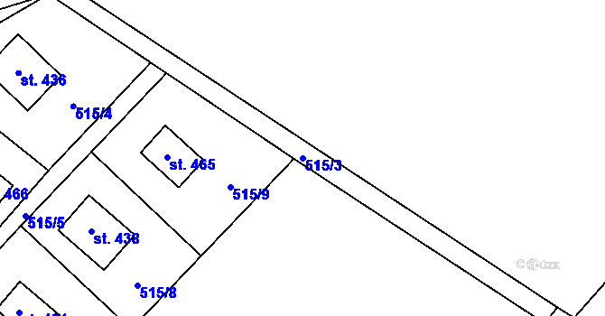 Parcela st. 515/3 v KÚ Roztoky u Křivoklátu, Katastrální mapa