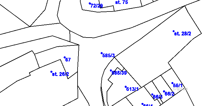 Parcela st. 585/3 v KÚ Roztoky u Křivoklátu, Katastrální mapa