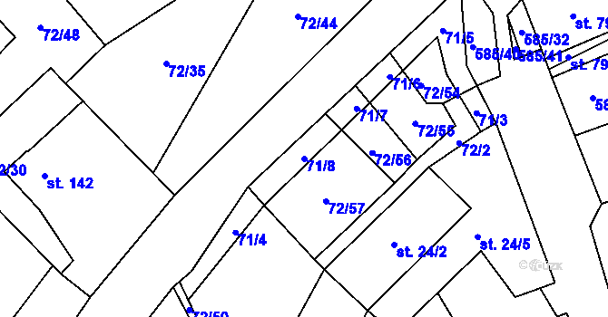 Parcela st. 71/8 v KÚ Roztoky u Křivoklátu, Katastrální mapa