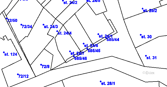 Parcela st. 24/6 v KÚ Roztoky u Křivoklátu, Katastrální mapa