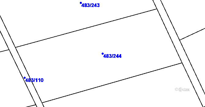 Parcela st. 483/244 v KÚ Roztoky u Křivoklátu, Katastrální mapa