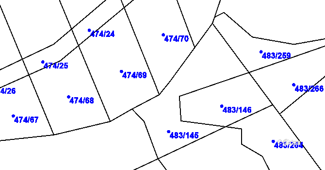 Parcela st. 483/261 v KÚ Roztoky u Křivoklátu, Katastrální mapa