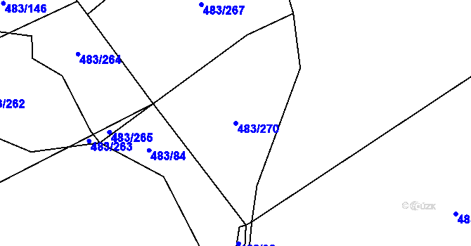 Parcela st. 483/270 v KÚ Roztoky u Křivoklátu, Katastrální mapa