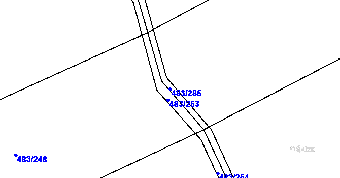 Parcela st. 483/285 v KÚ Roztoky u Křivoklátu, Katastrální mapa
