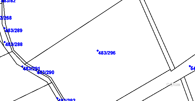 Parcela st. 483/296 v KÚ Roztoky u Křivoklátu, Katastrální mapa