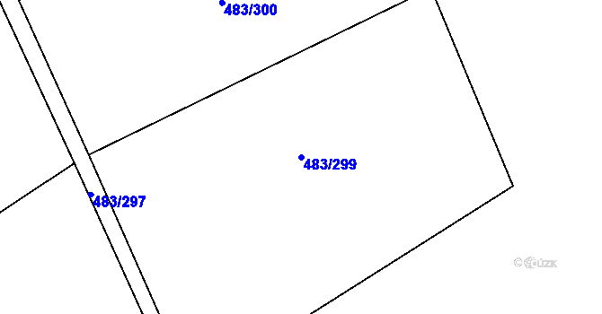 Parcela st. 483/299 v KÚ Roztoky u Křivoklátu, Katastrální mapa
