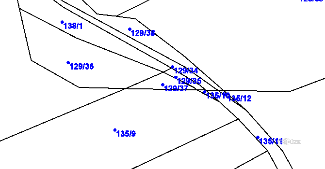 Parcela st. 129/37 v KÚ Roztoky u Křivoklátu, Katastrální mapa