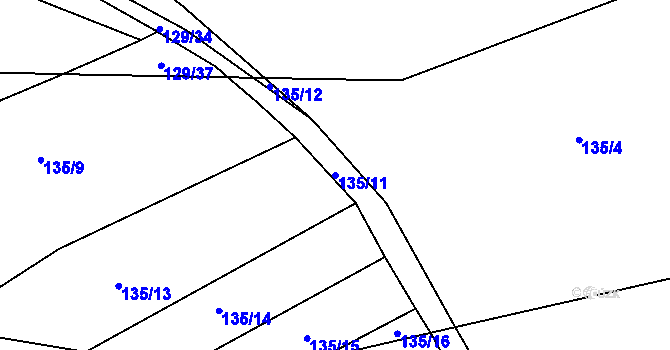 Parcela st. 135/11 v KÚ Roztoky u Křivoklátu, Katastrální mapa