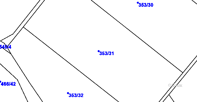 Parcela st. 353/31 v KÚ Roztoky u Křivoklátu, Katastrální mapa