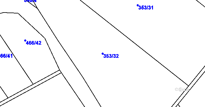 Parcela st. 353/32 v KÚ Roztoky u Křivoklátu, Katastrální mapa