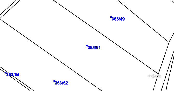 Parcela st. 353/51 v KÚ Roztoky u Křivoklátu, Katastrální mapa