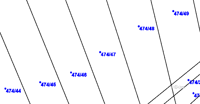 Parcela st. 474/47 v KÚ Roztoky u Křivoklátu, Katastrální mapa
