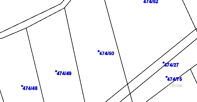 Parcela st. 474/50 v KÚ Roztoky u Křivoklátu, Katastrální mapa