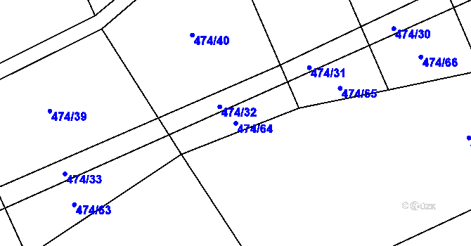 Parcela st. 474/64 v KÚ Roztoky u Křivoklátu, Katastrální mapa