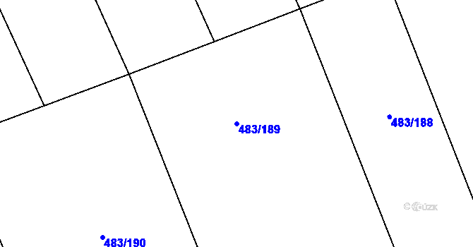 Parcela st. 483/189 v KÚ Roztoky u Křivoklátu, Katastrální mapa