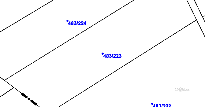 Parcela st. 483/223 v KÚ Roztoky u Křivoklátu, Katastrální mapa