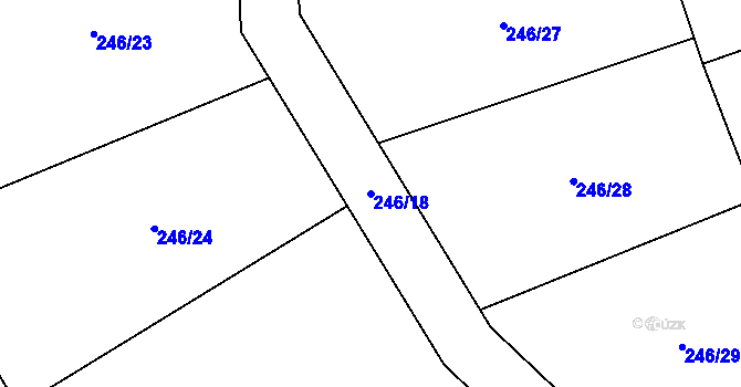 Parcela st. 246/18 v KÚ Roztoky u Křivoklátu, Katastrální mapa