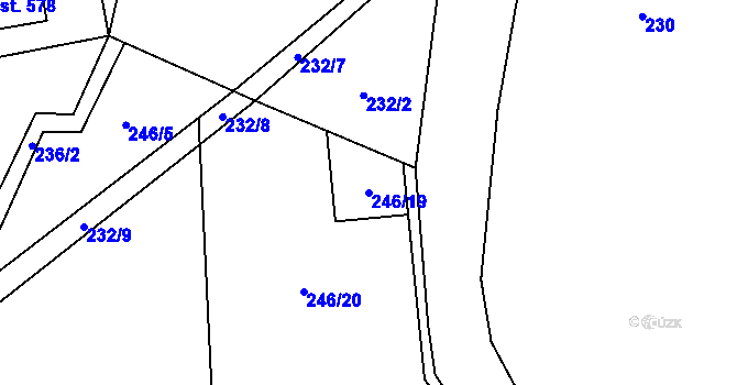 Parcela st. 246/19 v KÚ Roztoky u Křivoklátu, Katastrální mapa