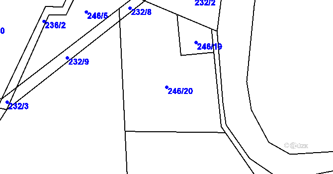 Parcela st. 246/20 v KÚ Roztoky u Křivoklátu, Katastrální mapa