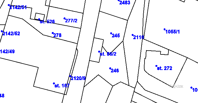 Parcela st. 86/2 v KÚ Roztoky u Jilemnice, Katastrální mapa