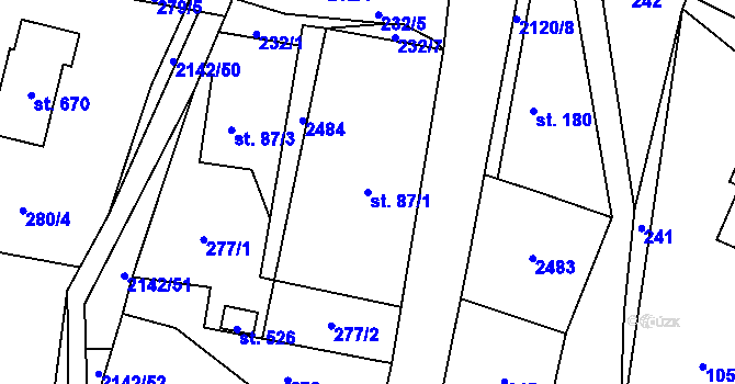 Parcela st. 87/1 v KÚ Roztoky u Jilemnice, Katastrální mapa