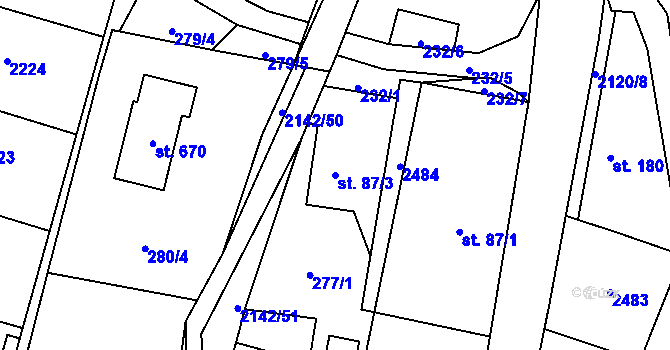 Parcela st. 87/3 v KÚ Roztoky u Jilemnice, Katastrální mapa