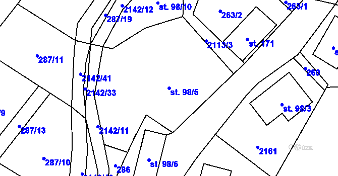 Parcela st. 98/5 v KÚ Roztoky u Jilemnice, Katastrální mapa